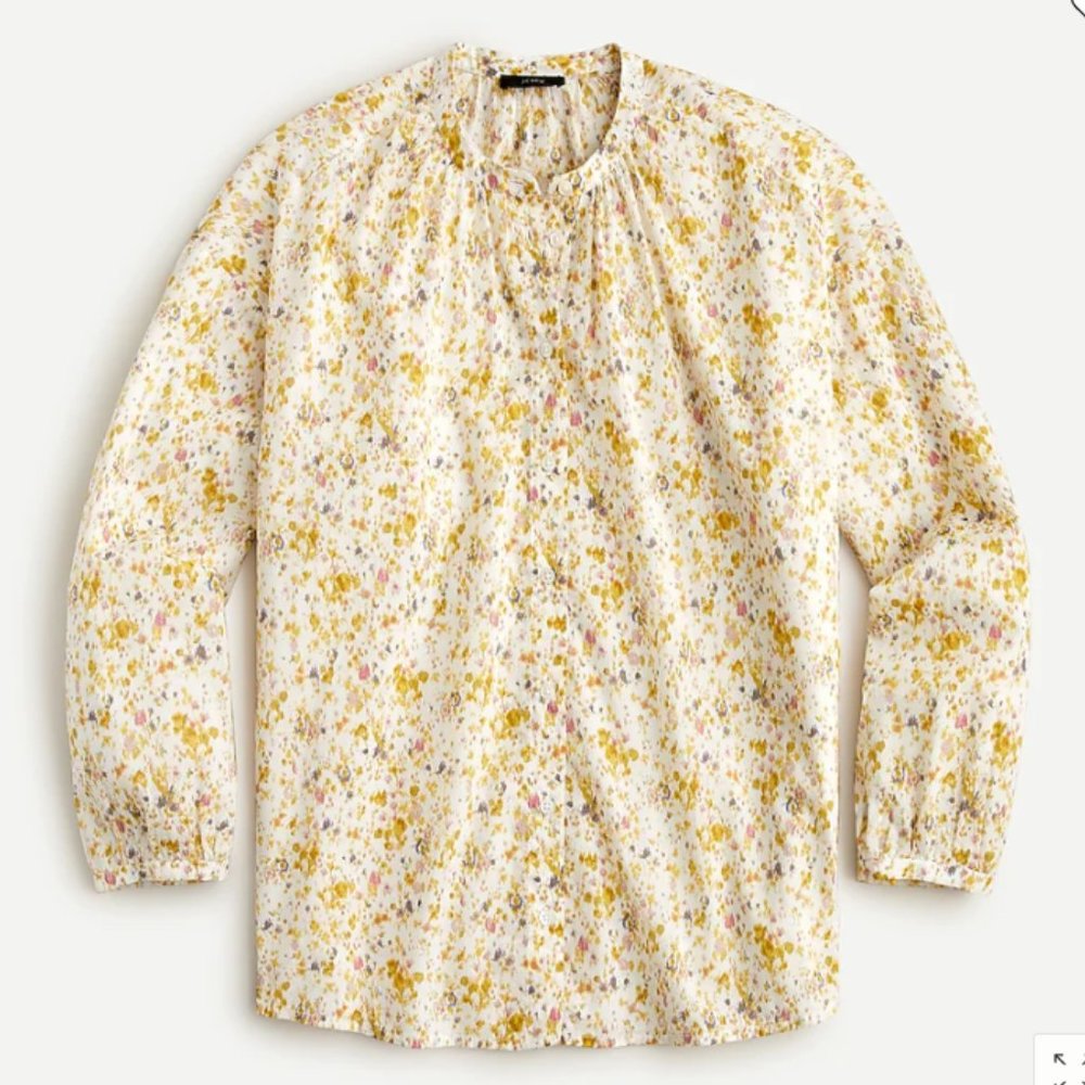 J. Crew Cotton Voile Button Front Top in Soft Posies Size Small